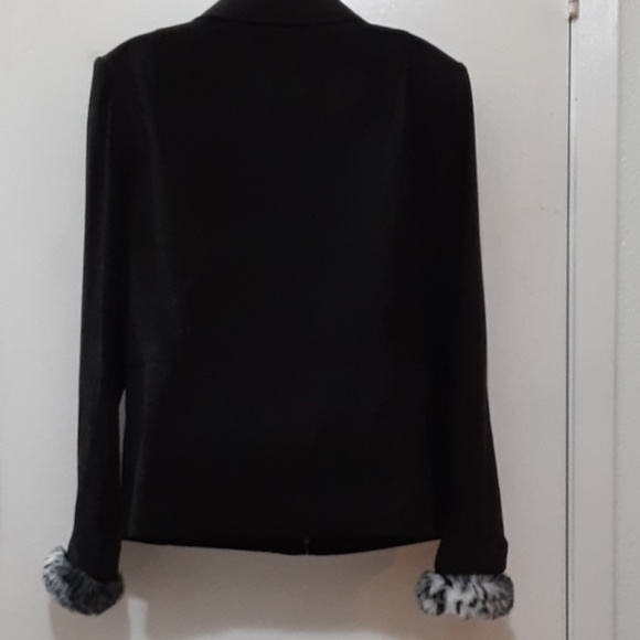 Black Jacket Zip Front Suede Look JM Collection 12 - Picture 5 of 6